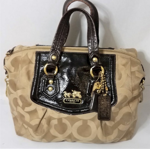The One Everyone Wants - Coach Madison Audrey Op Art Sateen Satchel in Brown 🤎 - Picture 2 of 7